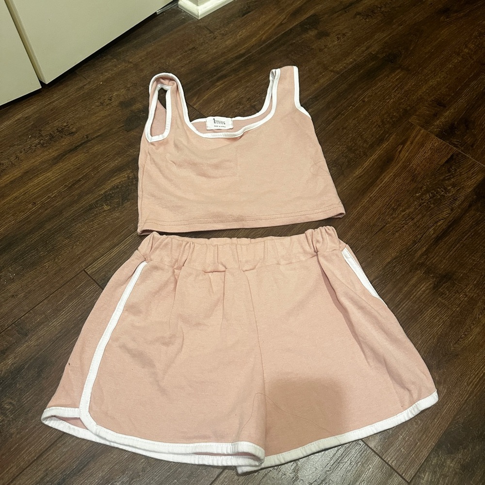 Pink Tank Top and Shorts Set